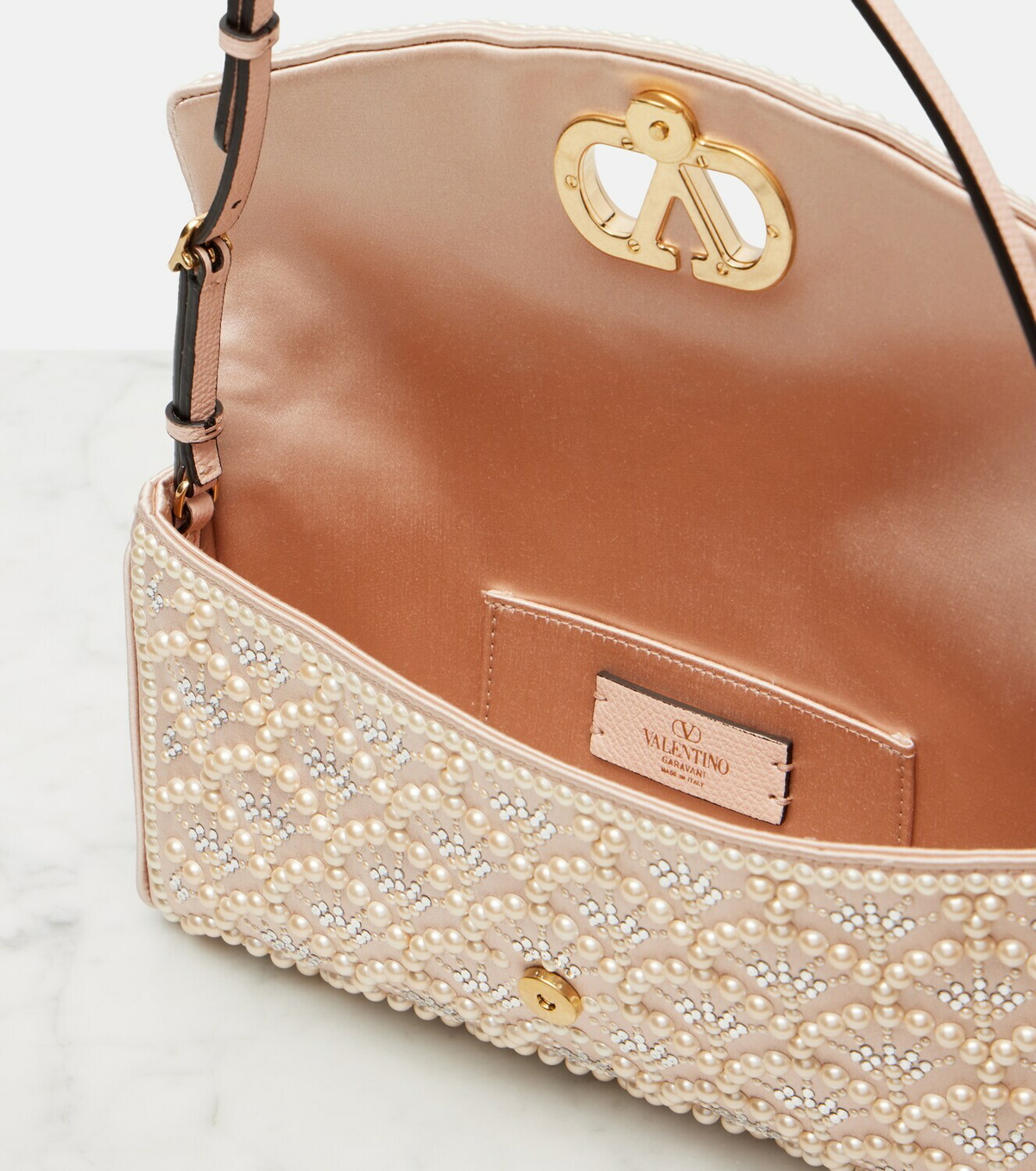 Valentino Garavani DeVain Small embellished satin shoulder bag