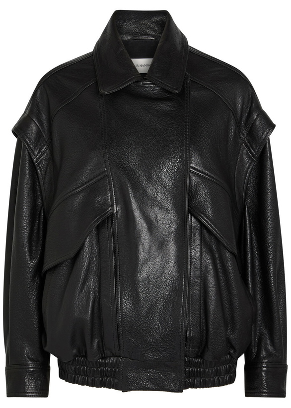 Photo: Nour Hammour Micah Grained Leather Jacket Black
