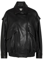 Nour Hammour Micah Grained Leather Jacket Black