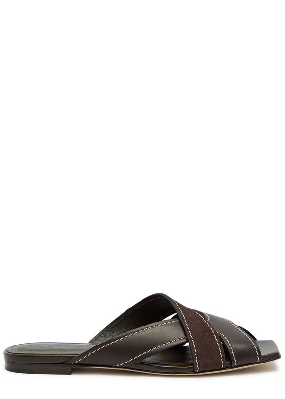 Photo: Tods Square-toe Suede and Leather Sandals Black