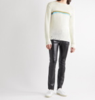 SAINT LAURENT - Distressed Intarsia Linen-Blend Sweater - Neutrals
