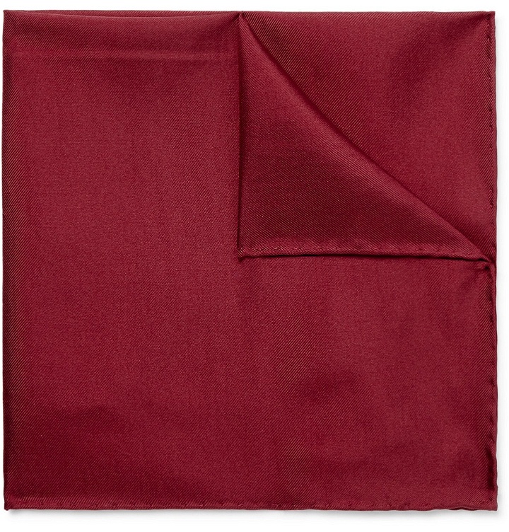 Photo: LANVIN - Logo-Embroidered Silk-Twill Pocket Square - Red