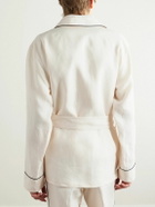 Dolce&Gabbana - Camp-Collar Belted Piped Linen and Silk-Blend Overshirt - Neutrals
