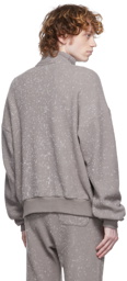John Elliott Grey Spec Wool Half-Zip Sweater