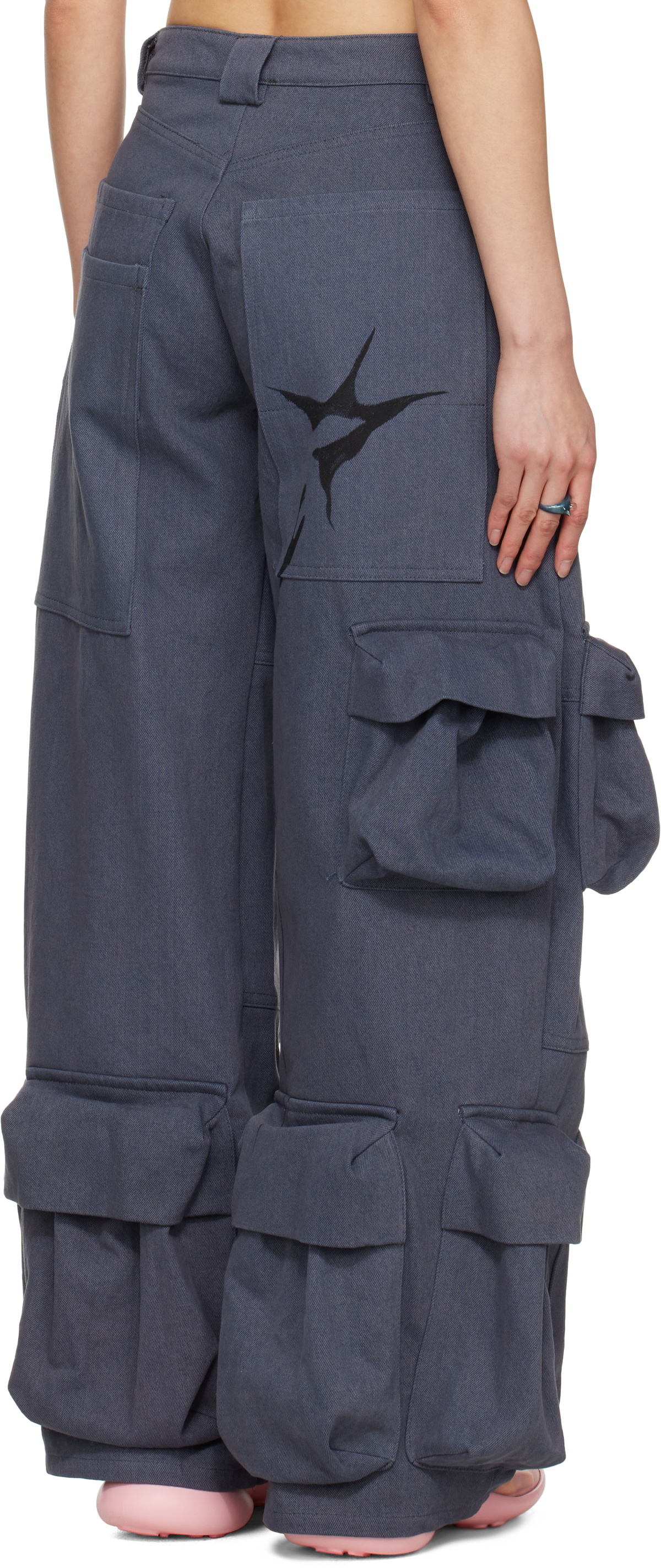 Collina Strada Blue Garden Denim Cargo Pants
