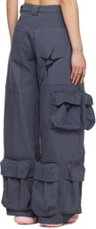 Collina Strada Blue Garden Denim Cargo Pants