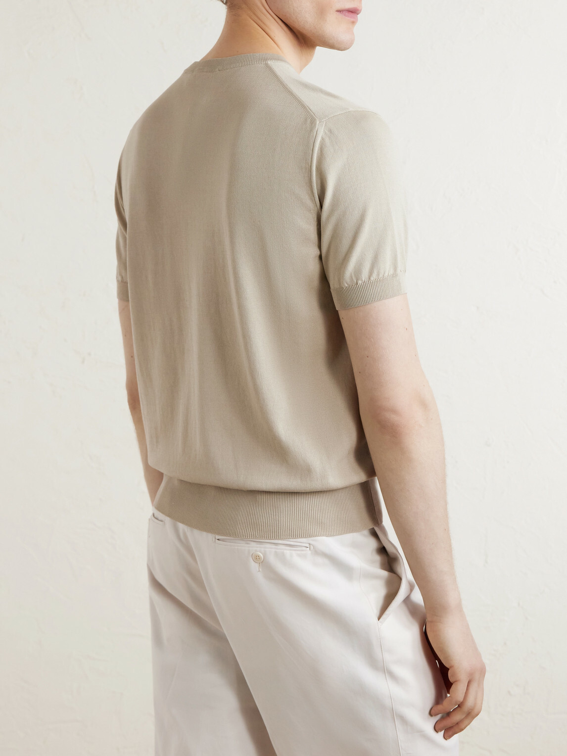 Canali - Knitted Cotton T-Shirt - Neutrals