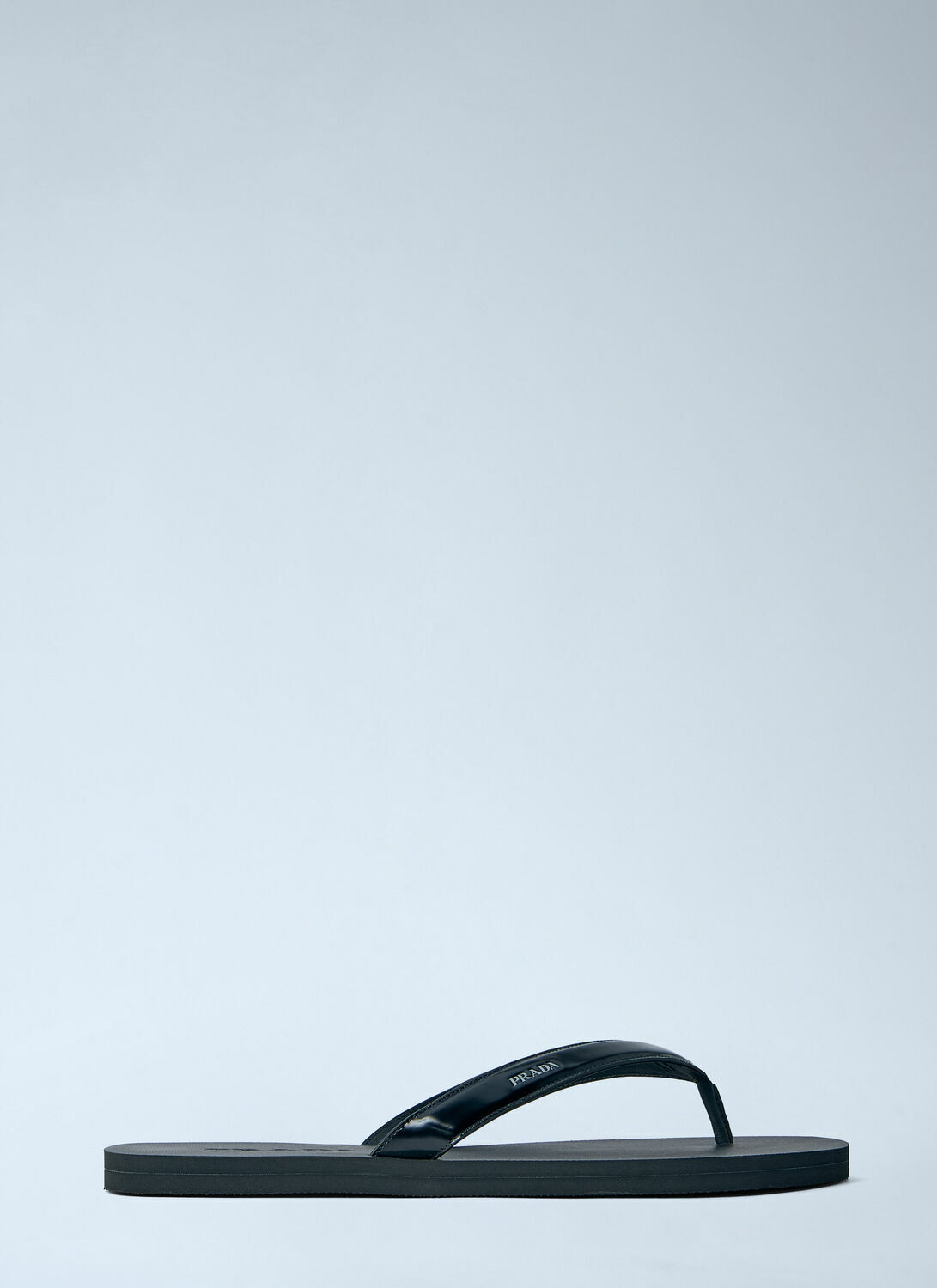 Prada Logo-Embossed Leather Flip-Flop Sandals