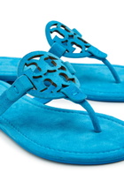 Tory Burch Miller Logo Suede Thong Sandals Blue