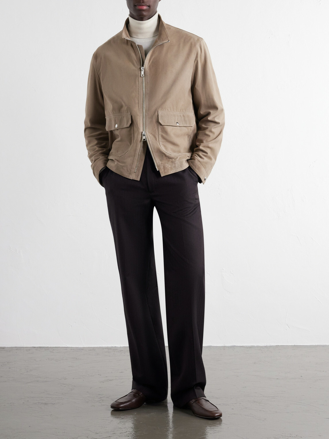 Mr P. - Harrington Suede Jacket - Brown