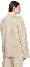 AIREI Beige Embroidered Denim Jacket