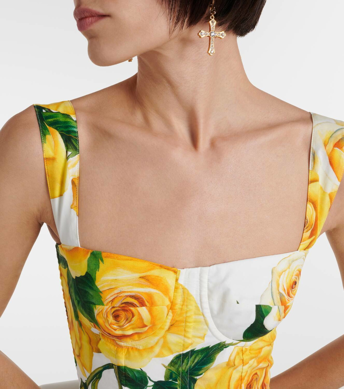 Dolce&Gabbana Floral pleated cotton minidress Dolce & Gabbana