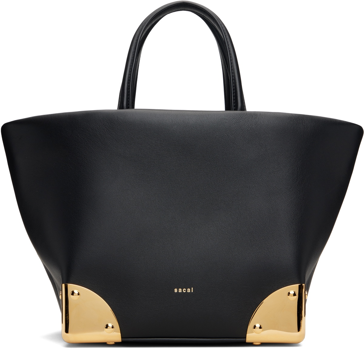 sacai Black Corner Metal Small Tote