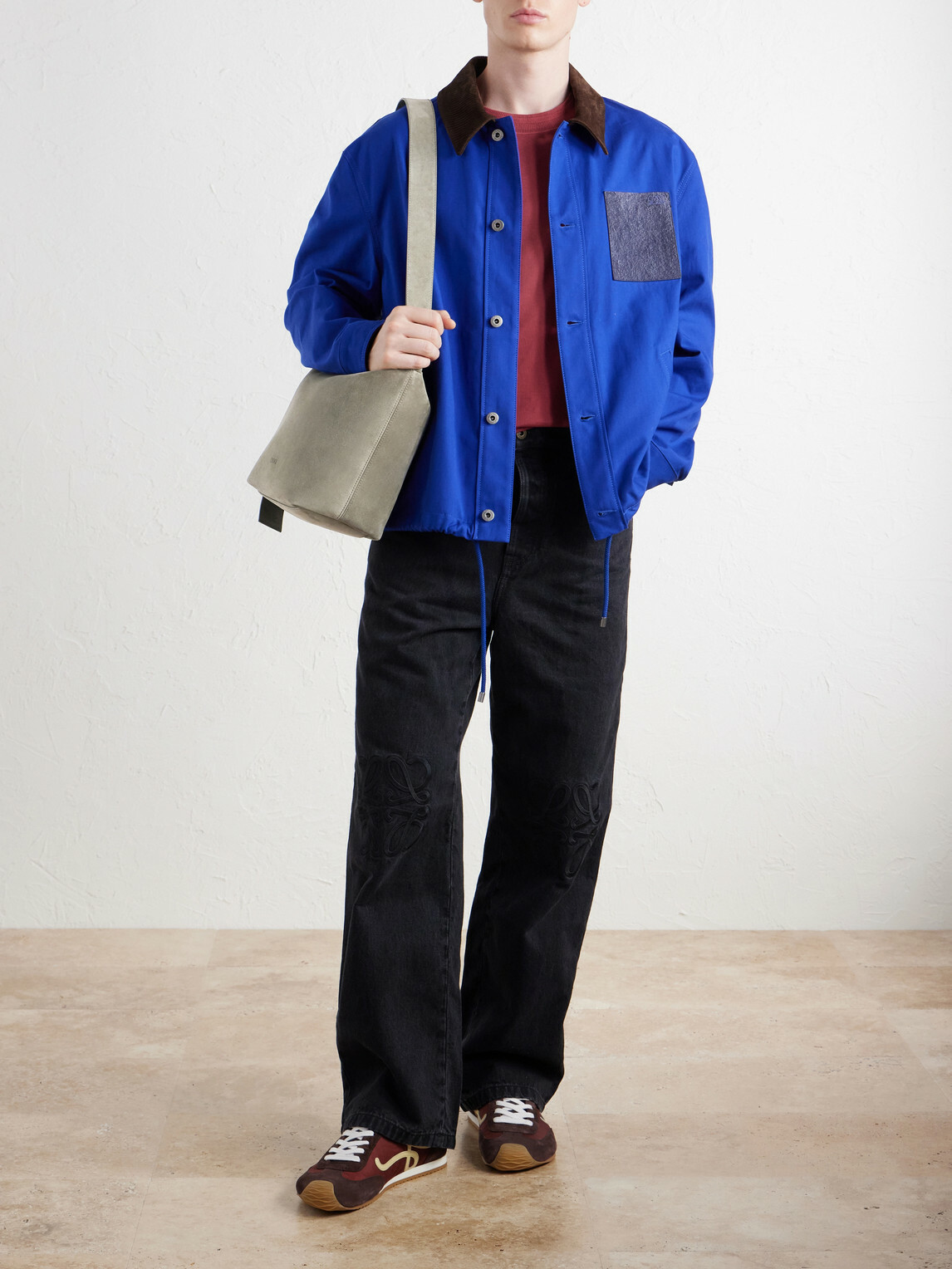 LOEWE - Loop Medium Logo-Debossed Suede Messenger Bag