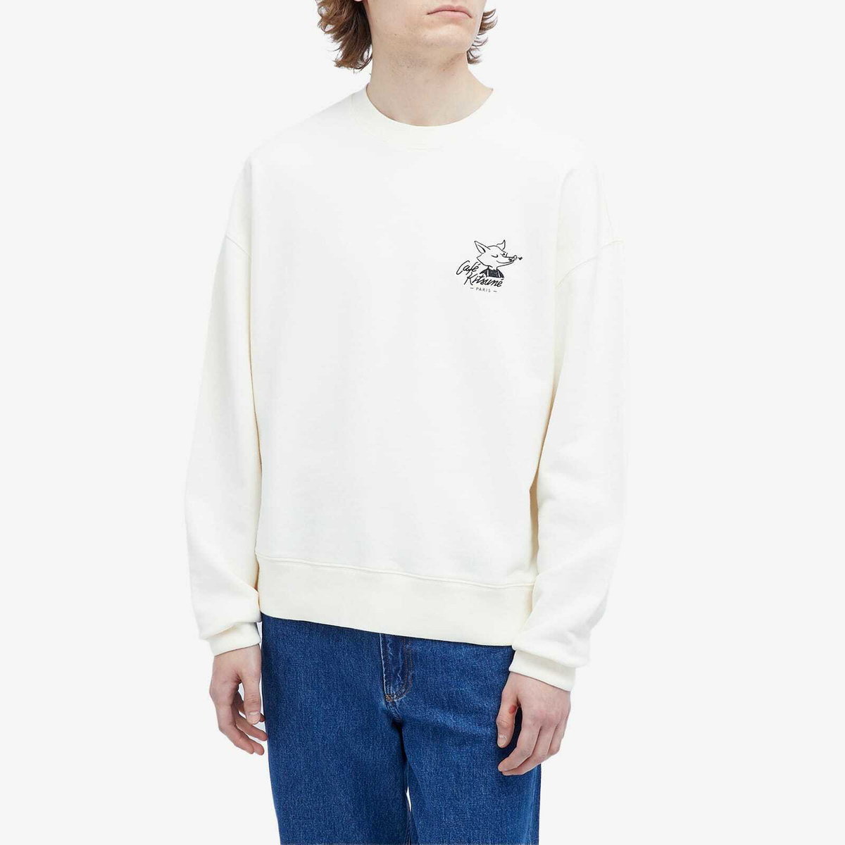 【送料関税込】Cafe Kitsune Fox Relax Sweater Cafe Kitsune Men's Café Kitsune Fox Relax Sweater in Tapioca