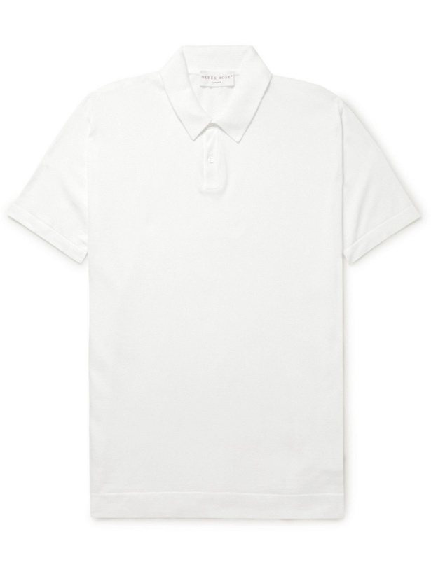 Photo: Derek Rose - Jacob Garment-Dyed Sea Island Cotton Polo Shirt - White