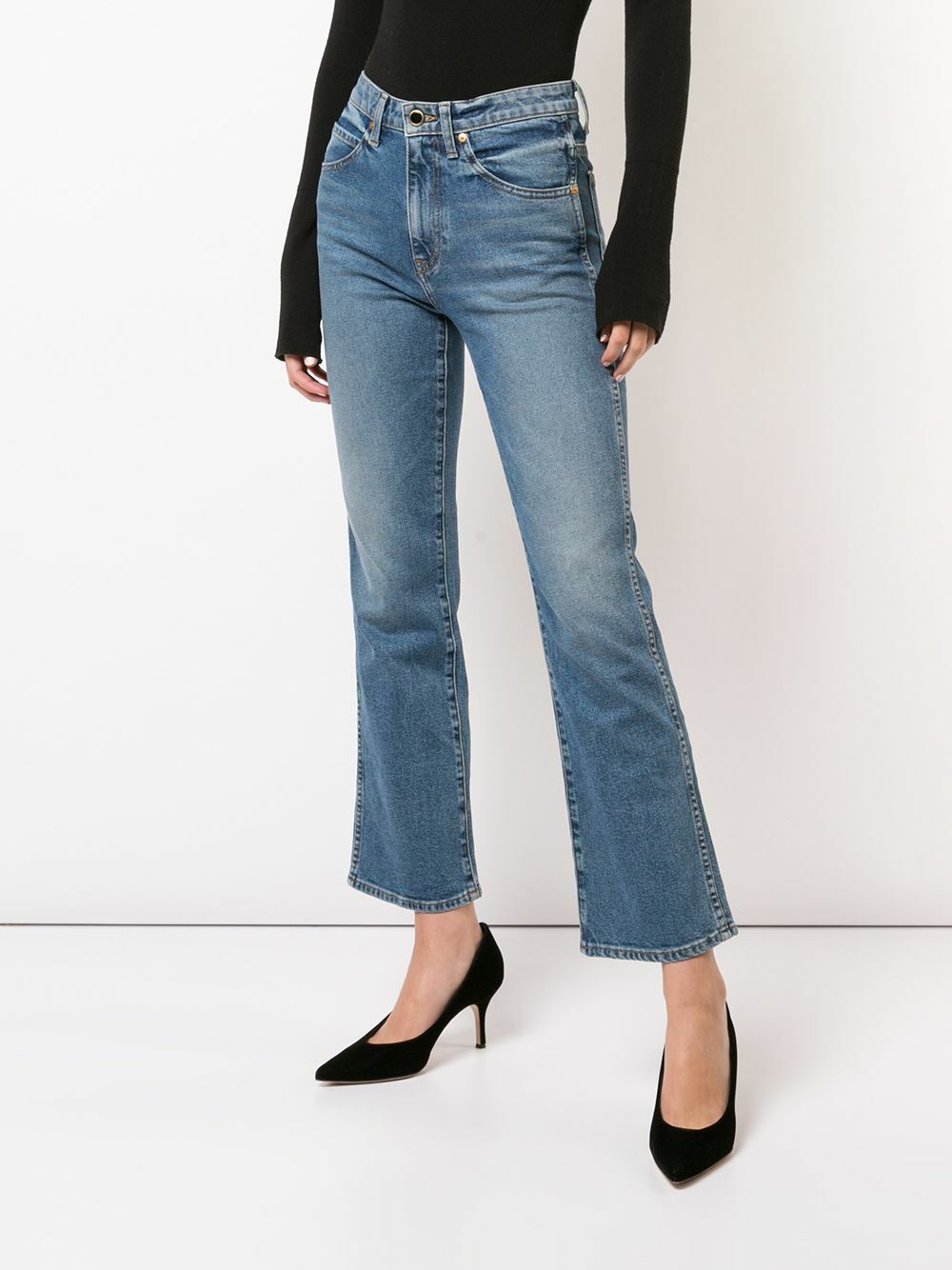 最終値下げKHAITE VIVIAN NEWBOOTCUTFLAREJEANS Khaite The Vivian Cropped Boot-Cut Jeans - Bergdorf Goodman