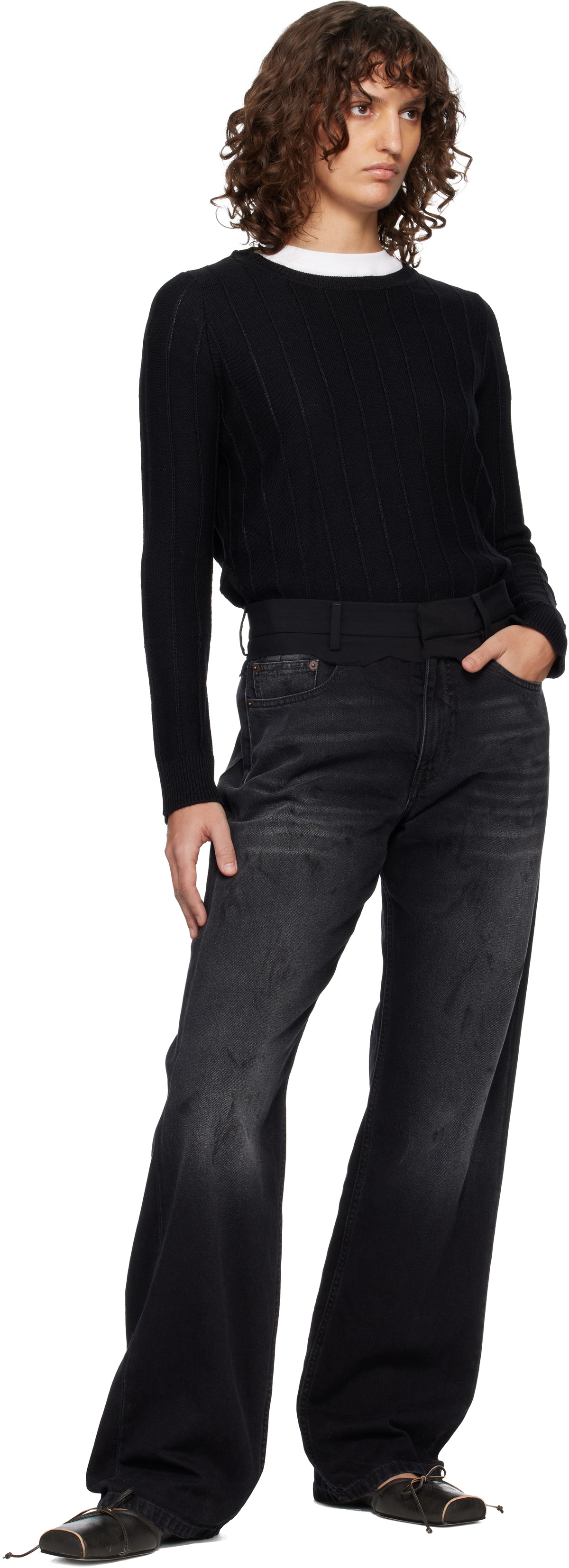 MM6 Maison Margiela Black Straight-Leg Jeans