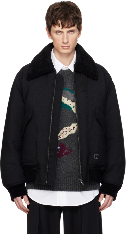 Photo: WOOYOUNGMI Black Herringbone Goose Down Jacket