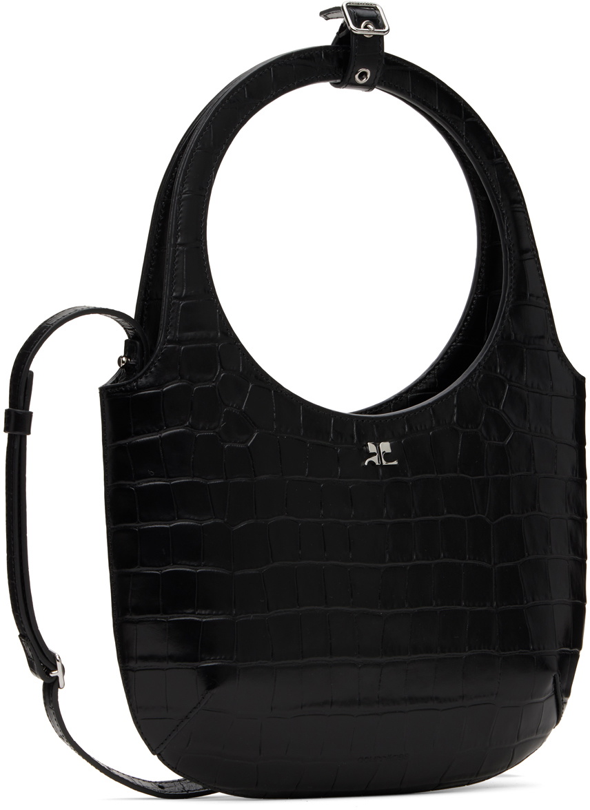 Courrèges Black Holy Croco Stamped Bag Courreges