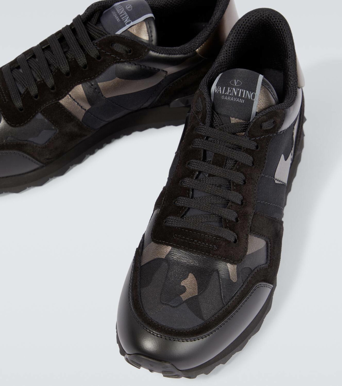 Valentino Garavani Rockrunner leather-trimmed suede sneakers  display picture 1