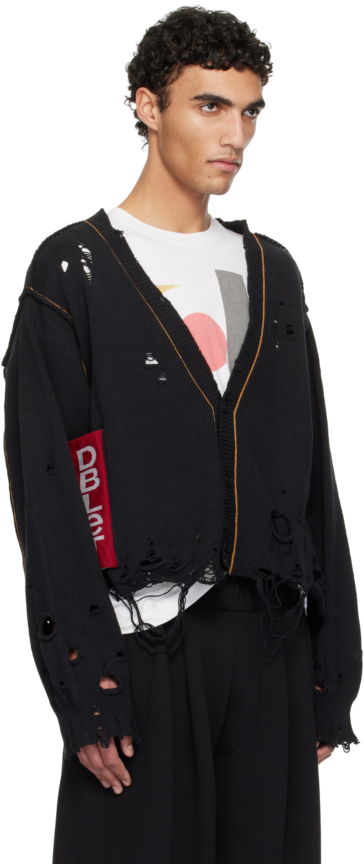 doublet Black Recycle Denim Yarn Cardigan Doublet