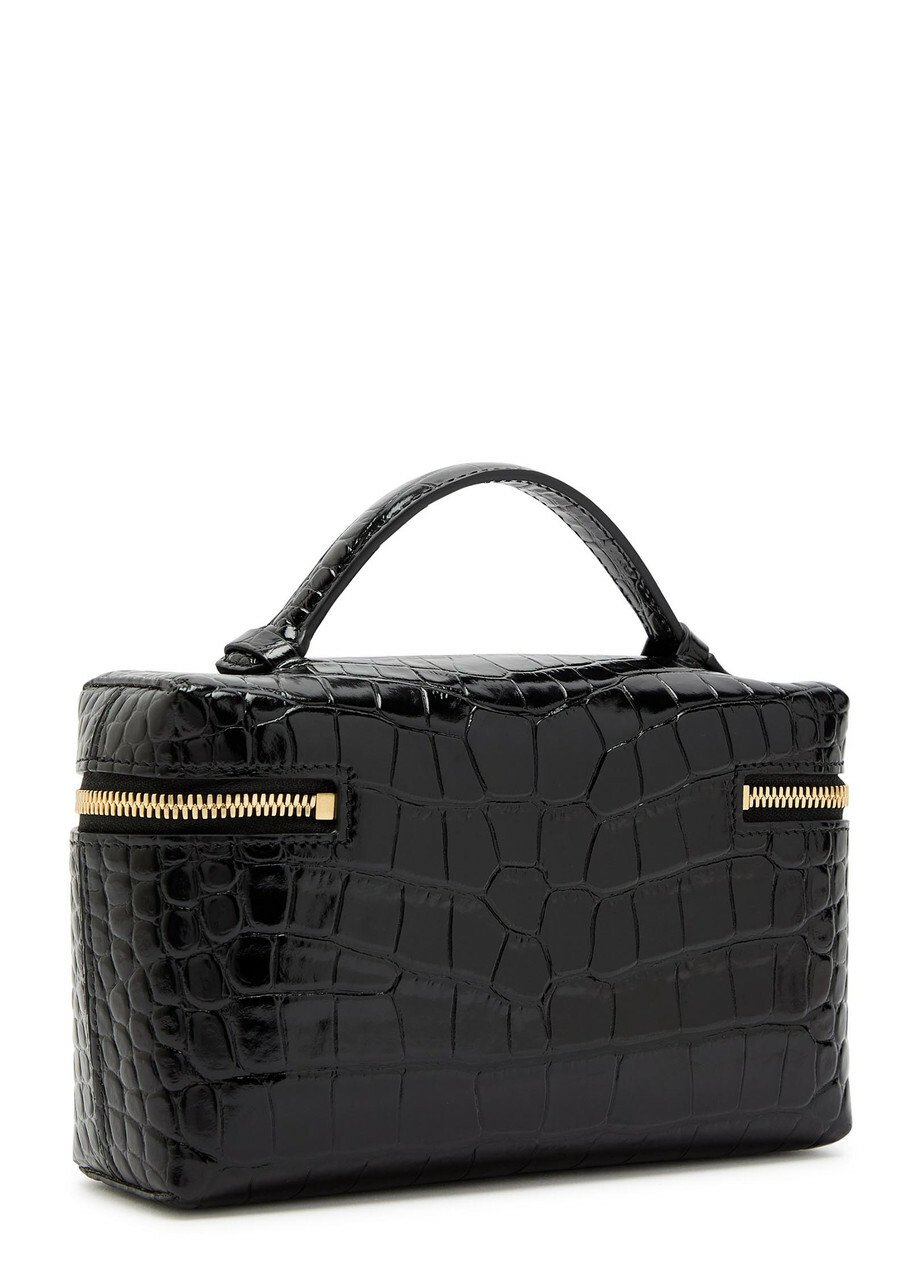Victoria Beckham Vanity Crocodile-effect Glossed Leather Cross-body bag - Black - One Size