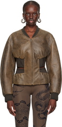 Jean Paul Gaultier Brown KNWLS Edition Leather Jacket