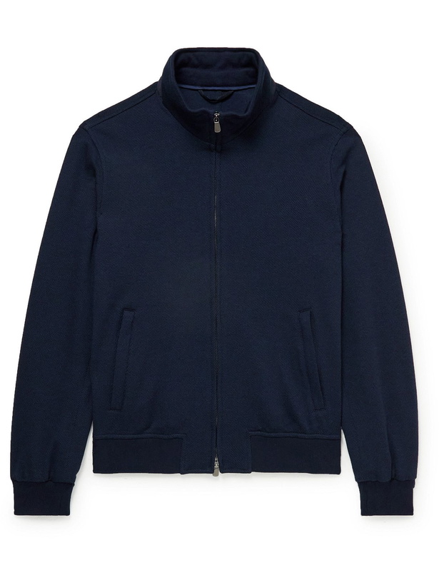 Photo: THOM SWEENEY - Wool and Cotton-Blend Jersey Jacket - Blue