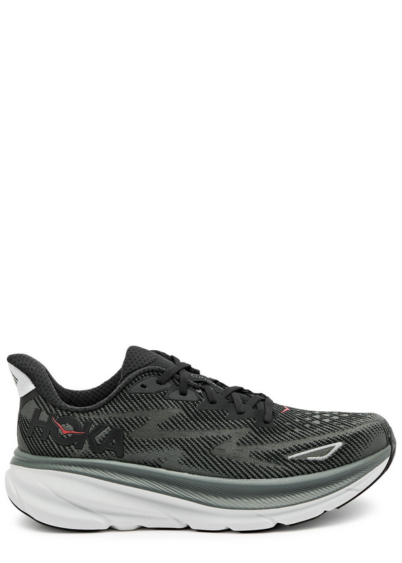 Photo: Hoka Clifton 9 Knitted Sneakers Black