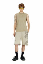 Diesel Cotton tank top with metallic Oval D - T-Shirts Mens in Beige