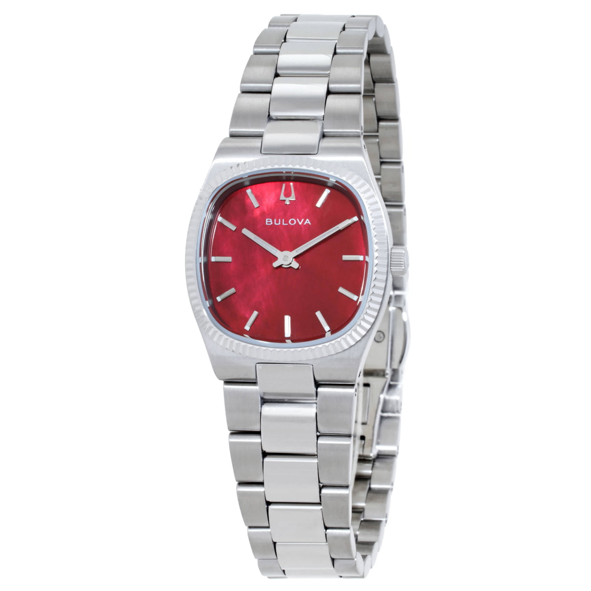Bulova Super Seville Mini Quartz Red MOP Dial Ladies Watch 96L354