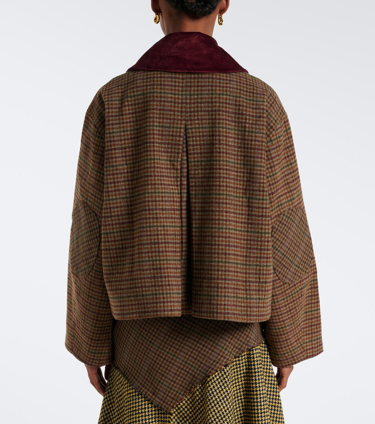 Ganni Checked wool-blend twill jacket