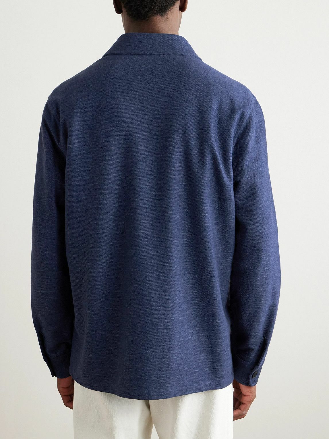 Loro Piana - Silk, Cotton and Linen-Blend Overshirt - Blue Loro Piana