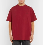 Balenciaga - Oversized Logo-Print Cotton-Jersey T-Shirt - Men - Burgundy