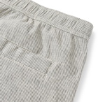 Orlebar Brown - Harton Wide-Leg Striped Stretch Cotton and Linen-Blend Drawstring Shorts - Gray