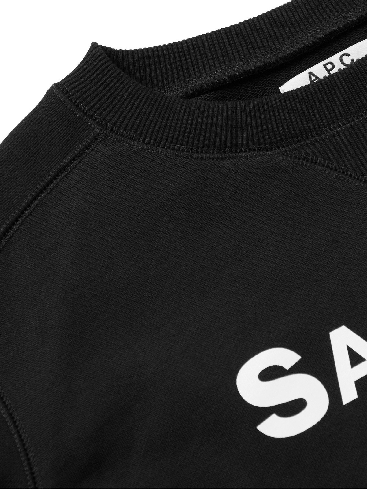 A.P.C. - Sacai Tani Logo-Print Mélange Loopback Cotton-Jersey 
