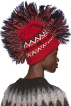 Junya Watanabe Red Wool Fringed Beanie