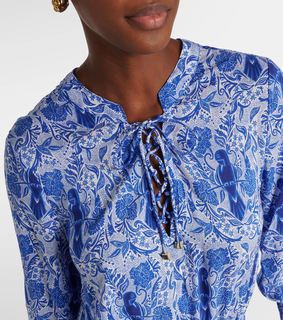 Heidi Klein Lake Como printed smocked minidress