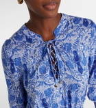 Heidi Klein Lake Como printed smocked minidress