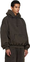 ALAINPAUL Brown Gathered Neckline Hoodie