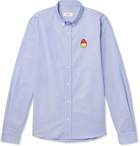 AMI - The Smiley Company Button-Down Collar Logo-Embroidered Cotton Oxford Shirt - Men - Blue