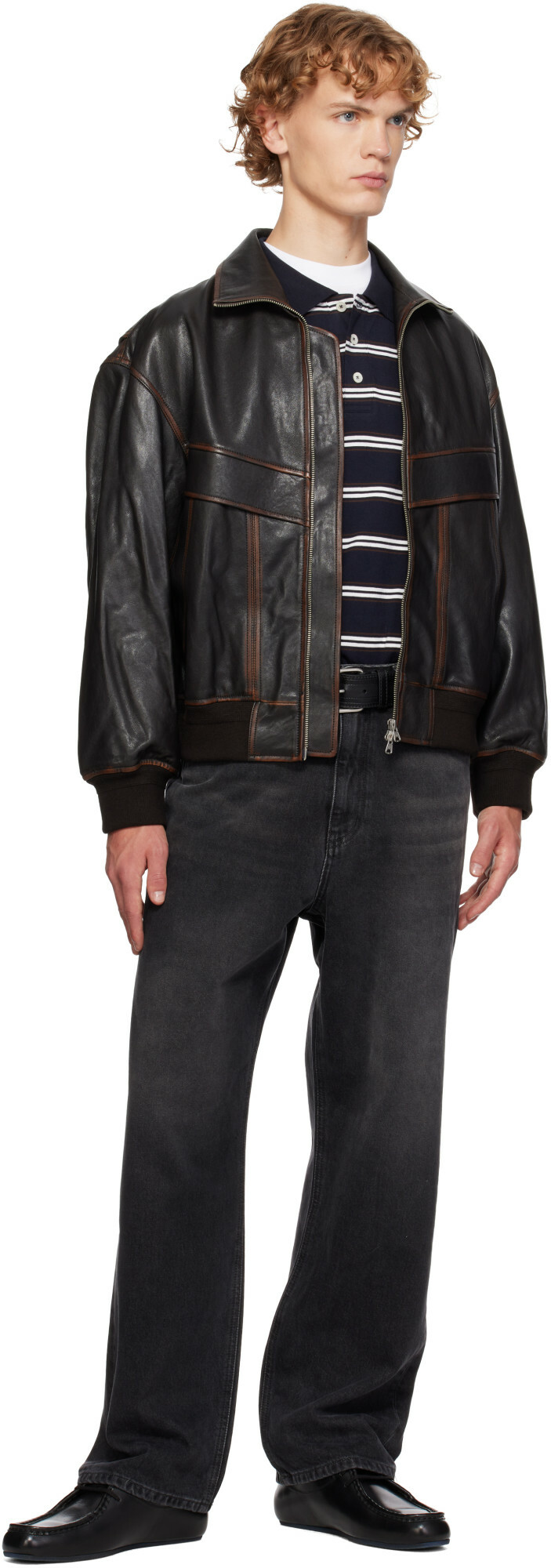 Dunst Brown Stand Collared Leather Jacket