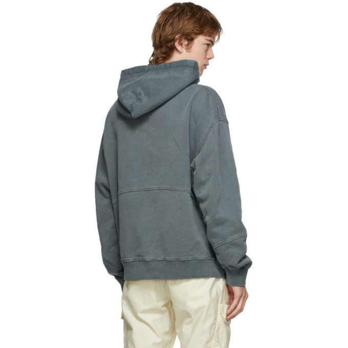 C2H4 Grey Cold-Dye Panelled Hoodie C2H4