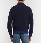 Mr P. - Striped Ribbed Cotton Sweater - Navy