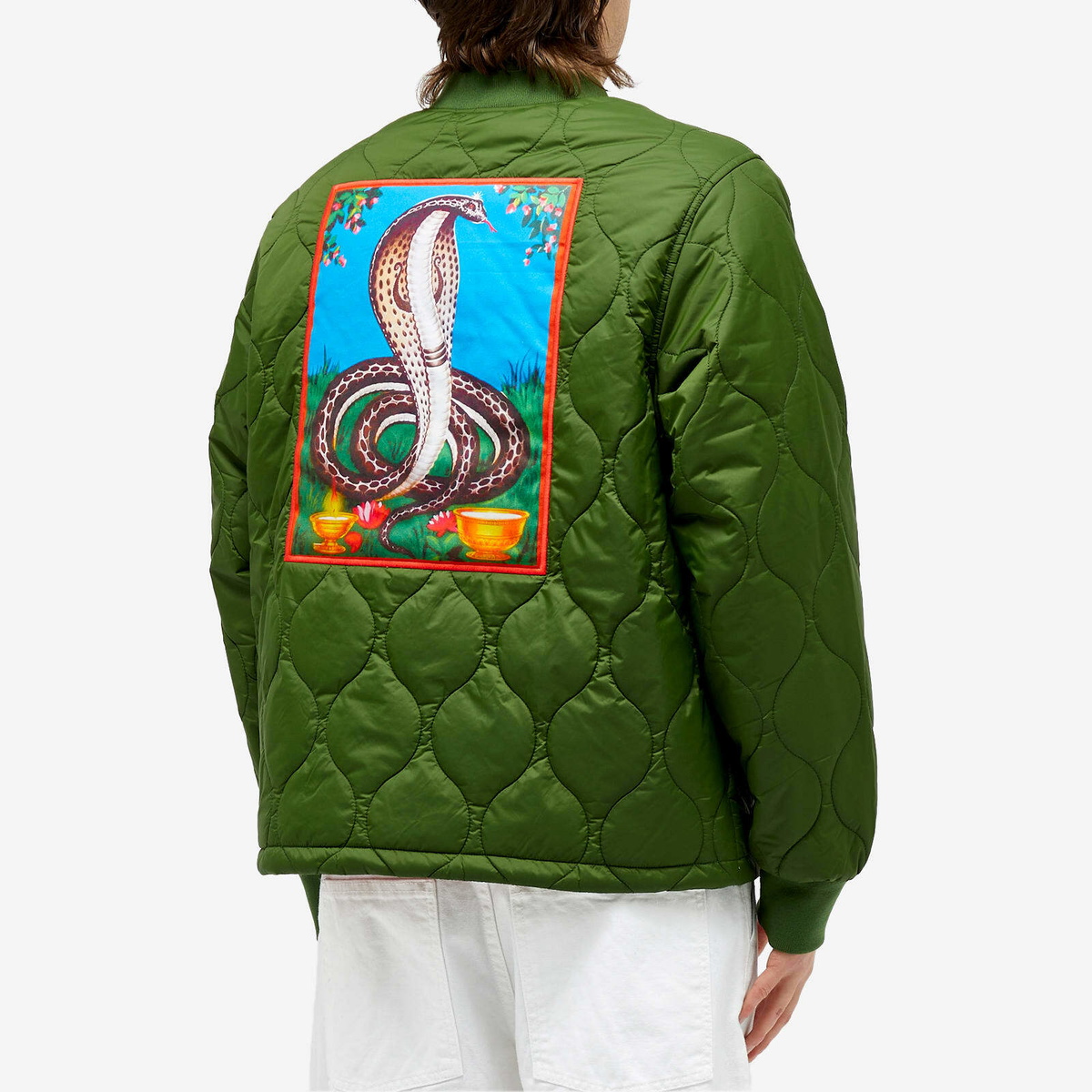 Awake NY Men's Cobra Quilted Bomber Jacket in Forrest
