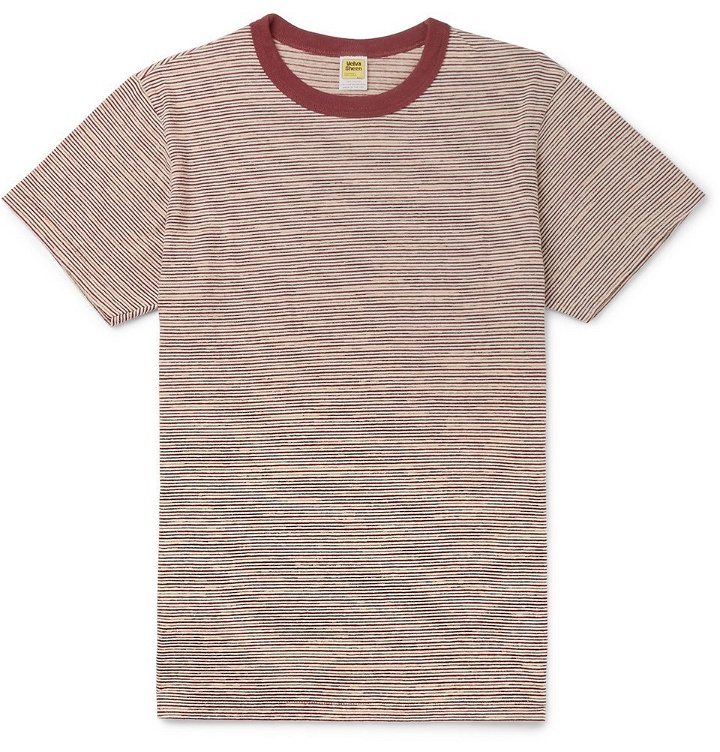 Photo: Velva Sheen - Striped Cotton-Jersey T-Shirt - Men - Burgundy