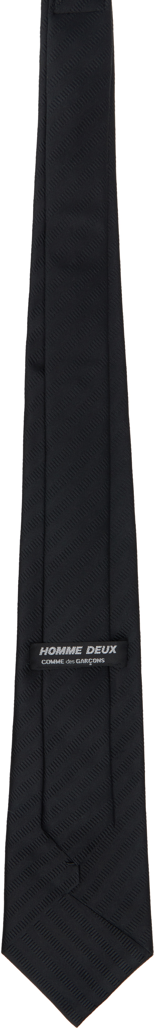 Comme des Garçons Homme Deux Black Stripe Silk Tie