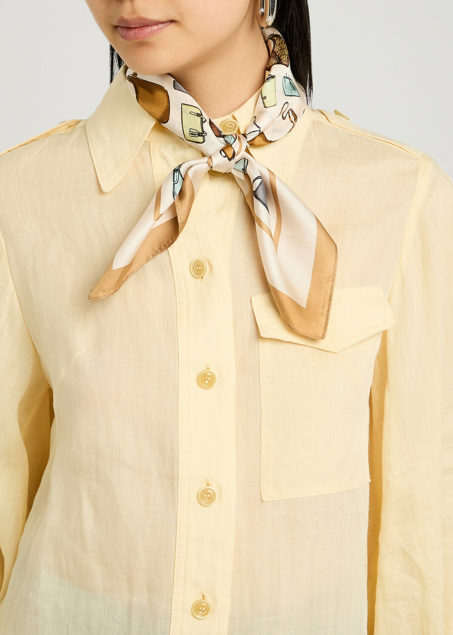 Coach Printed Silk Bandana Scarf - White - One Size