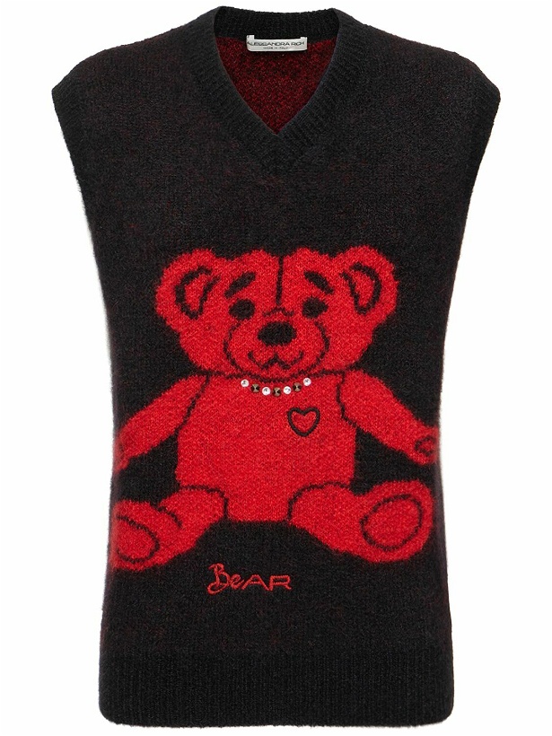 Photo: ALESSANDRA RICH - Wool Knit Vest W/ Bear And Crystals